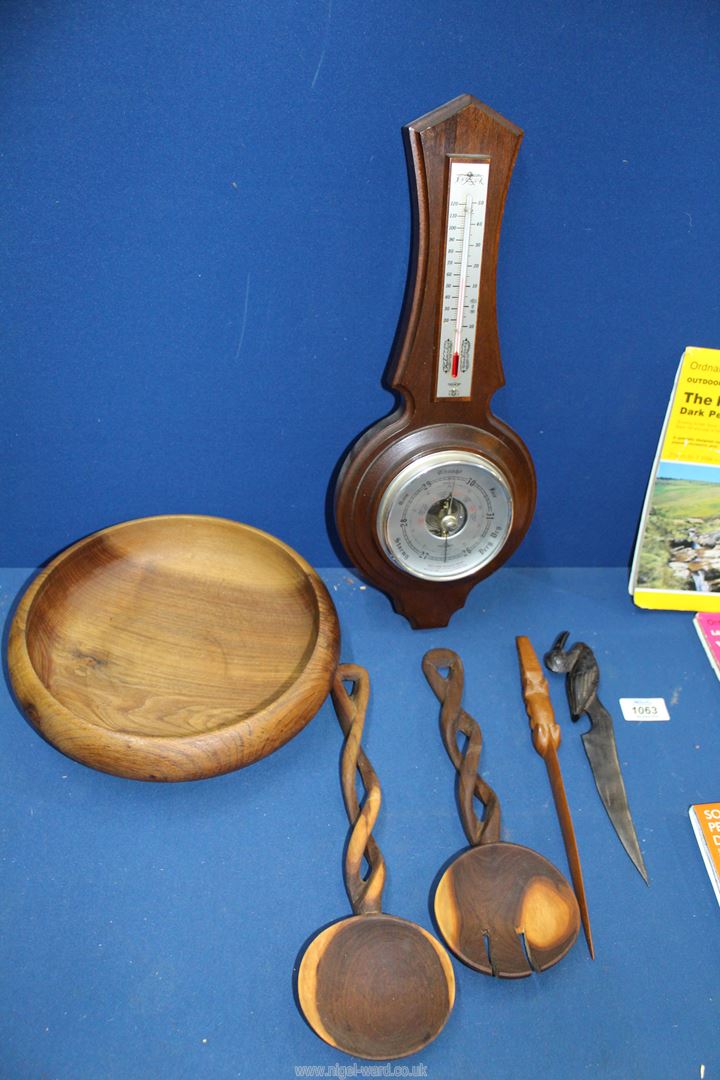 A quantity of Ordnance Survey Maps, Treen bowl and SB Barometer/thermometer. - Image 5 of 5