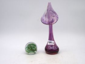 An Alum Bay, Isle of Wight 'Jack in the Pulpit' glass vase, streaked,