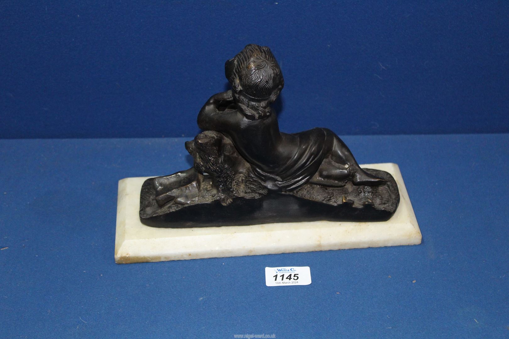 A 19th century bronze of a reclining figure reading, - Image 2 of 3