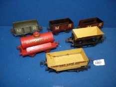 A quantity of Rolling stock 'O' gauge - red 'Motor Shell Spirit' tanker,