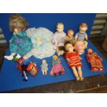 A quantity of dolls including Doll with moulded head and Rag doll body, Pedigree doll a/f.