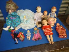 A quantity of dolls including Doll with moulded head and Rag doll body, Pedigree doll a/f.