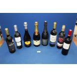 Five bottles of red wine including Marques de Carano 2001 and 2008, San Lorenzo Rioja 2003,