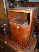 A Walnut finished bedside Cabinet, 15'' wide x 14'' deep x 27 3/8'' high.