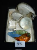 A small quantity of glass including Polar bear and cub, Gozo glass duck,