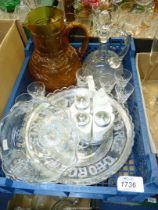 A quantity of glass including; Stuart liqueur glasses, George VI Coronation plates,