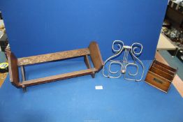 A Music stand approx. 25cm x 25cm, wooden letter rack approx.