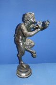 A heavy cast Bronze figure of "Pan", no visible signature, 26 1/2'' tall,
