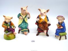 A Royale Stratford Pig family of four.