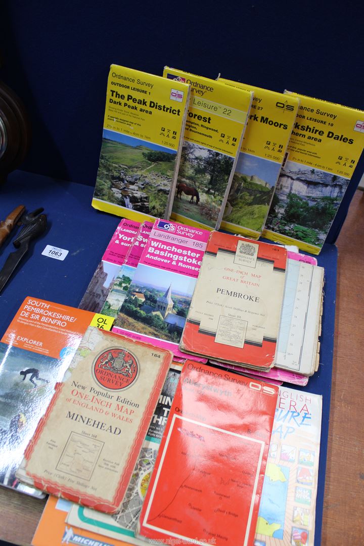 A quantity of Ordnance Survey Maps, Treen bowl and SB Barometer/thermometer. - Image 4 of 5