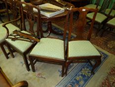 Three classic Georgian design Mahogany side/dining chairs (one with damaged back support) with drop