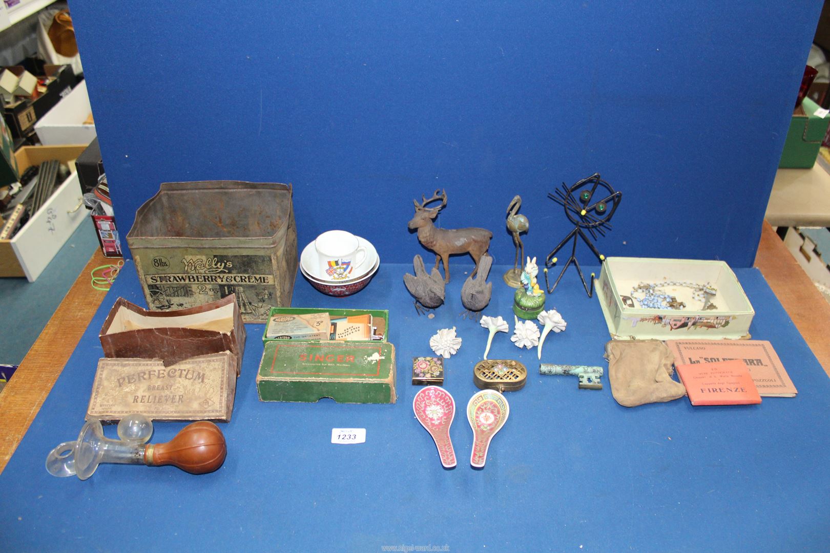 A quantity of miscellanea to include an antique Medical equipment breast pump,