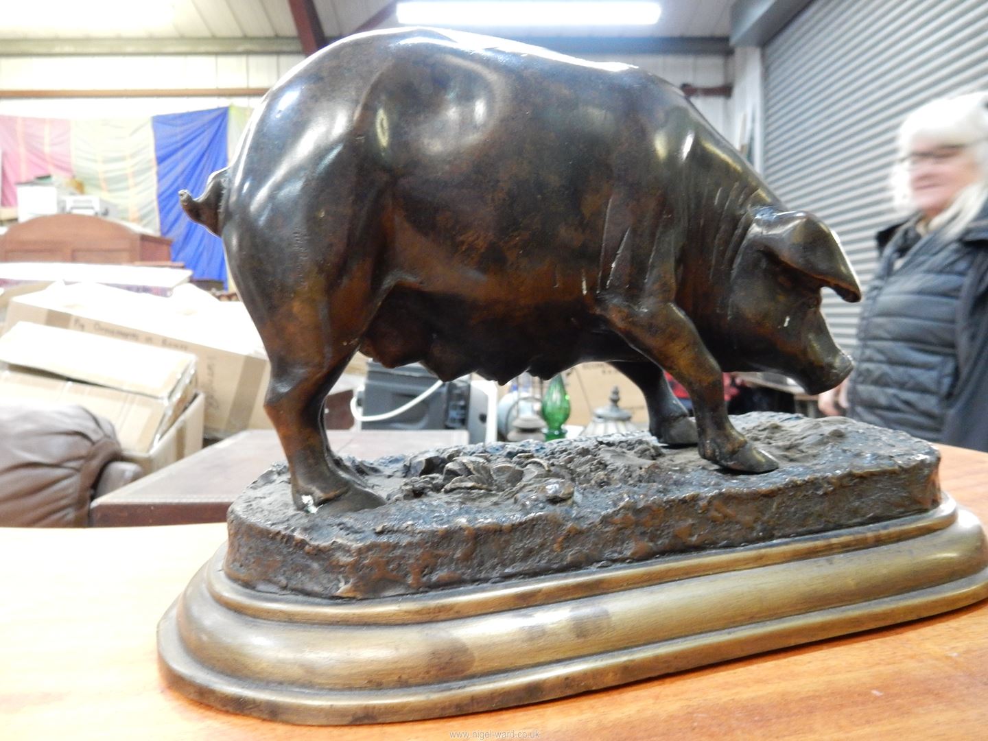 A Bronze model of a Sow on stepped base, signed J. Moigniez to base, 10'' wide overall x 6'' high. - Image 13 of 13