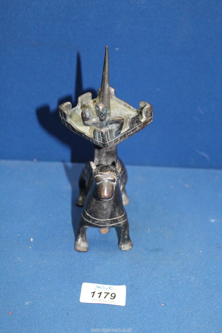 A highly speculative elephant and castle candlestick, 13th century German in style, - Image 2 of 3