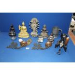 A quantity of miscellanea to include; Buddha figures, Spong & Co coffee grinder,