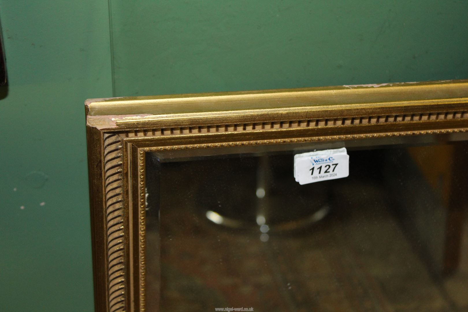 A gilded finished framed bevelled wall-hanging Mirror, 21 1/2'' x 32 1/2'' approx. - Image 2 of 2