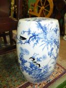 A Victorian blue and white transfer Garden seat in Chinese style with