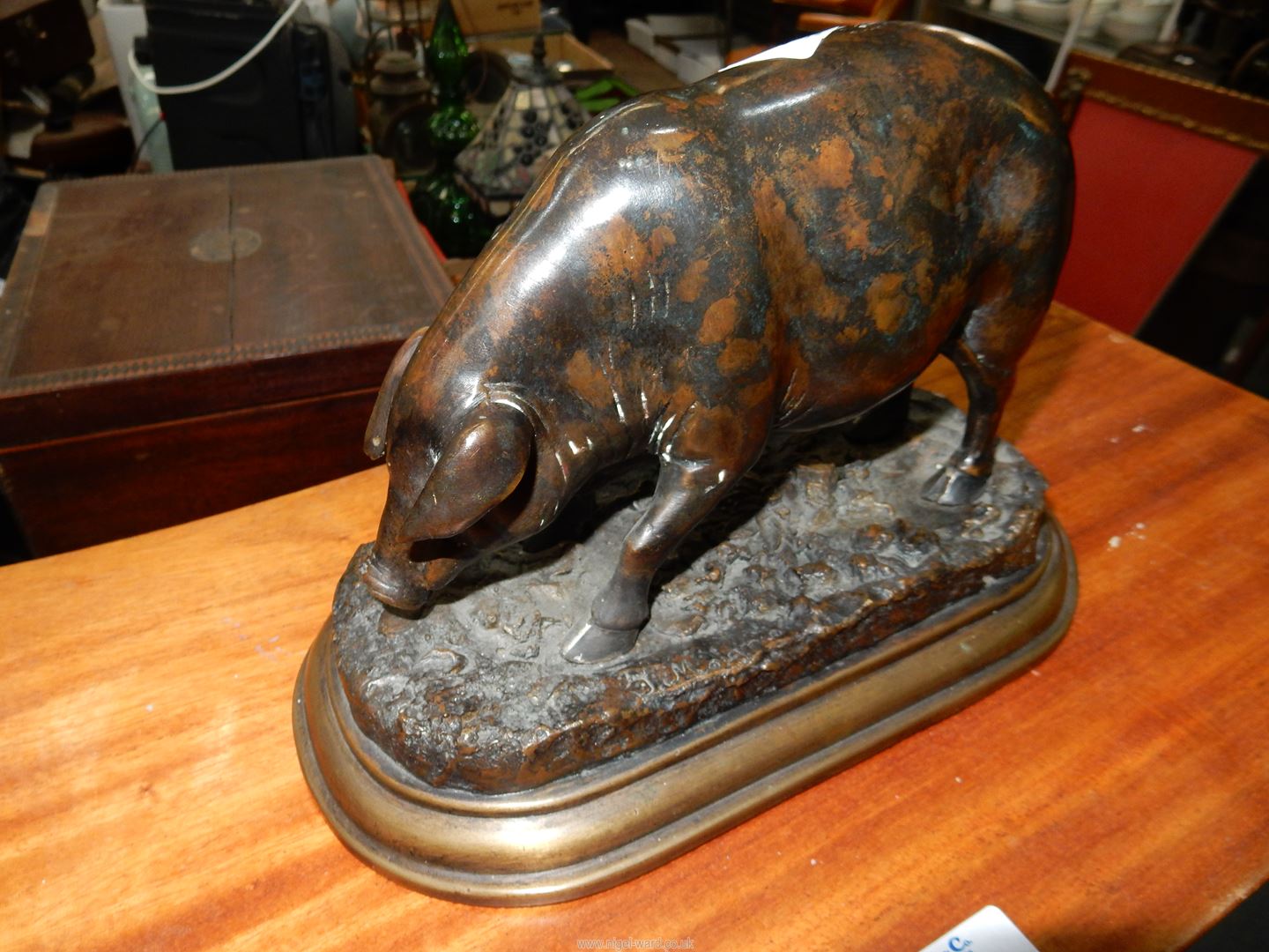 A Bronze model of a Sow on stepped base, signed J. Moigniez to base, 10'' wide overall x 6'' high. - Image 5 of 13