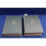 Two 'Webster's Dictionary' dated 1916, Vol. 182, published by G. Bell & Sons.