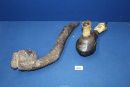 Two large and rare early 20th century ceremonial African pipes,