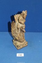 An unusual carved giltwood shrine of a deity riding Garuda; Cambodia; 18-19th century,