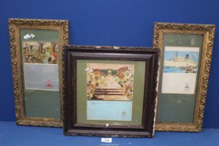 Three turn of the century framed menu cards by Cunard White, Star Line, from R.M.S.