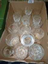 A quantity of glasses including; antique illusion glass having pontile to base,