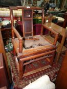 A stylish Eastern hardwood Chinoiserie open armed Elbow Chair,