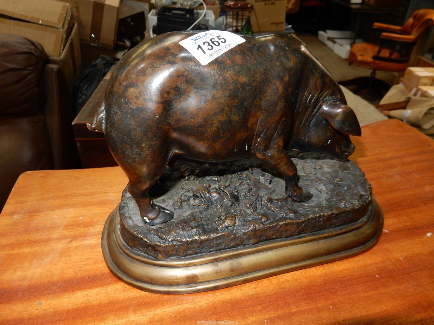 A Bronze model of a Sow on stepped base, signed J. Moigniez to base, 10'' wide overall x 6'' high. - Image 3 of 13