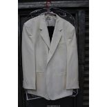 A "James Barry" gents cream dinner jacket, size 46 and a pair of black dinner trousers,