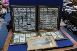 A framed picture of "Friars Crag", framed British Birds cigarette cards, etc.