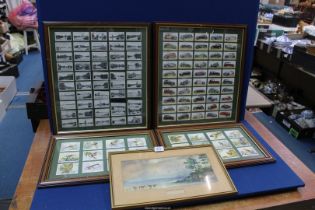 A framed picture of "Friars Crag", framed British Birds cigarette cards, etc.