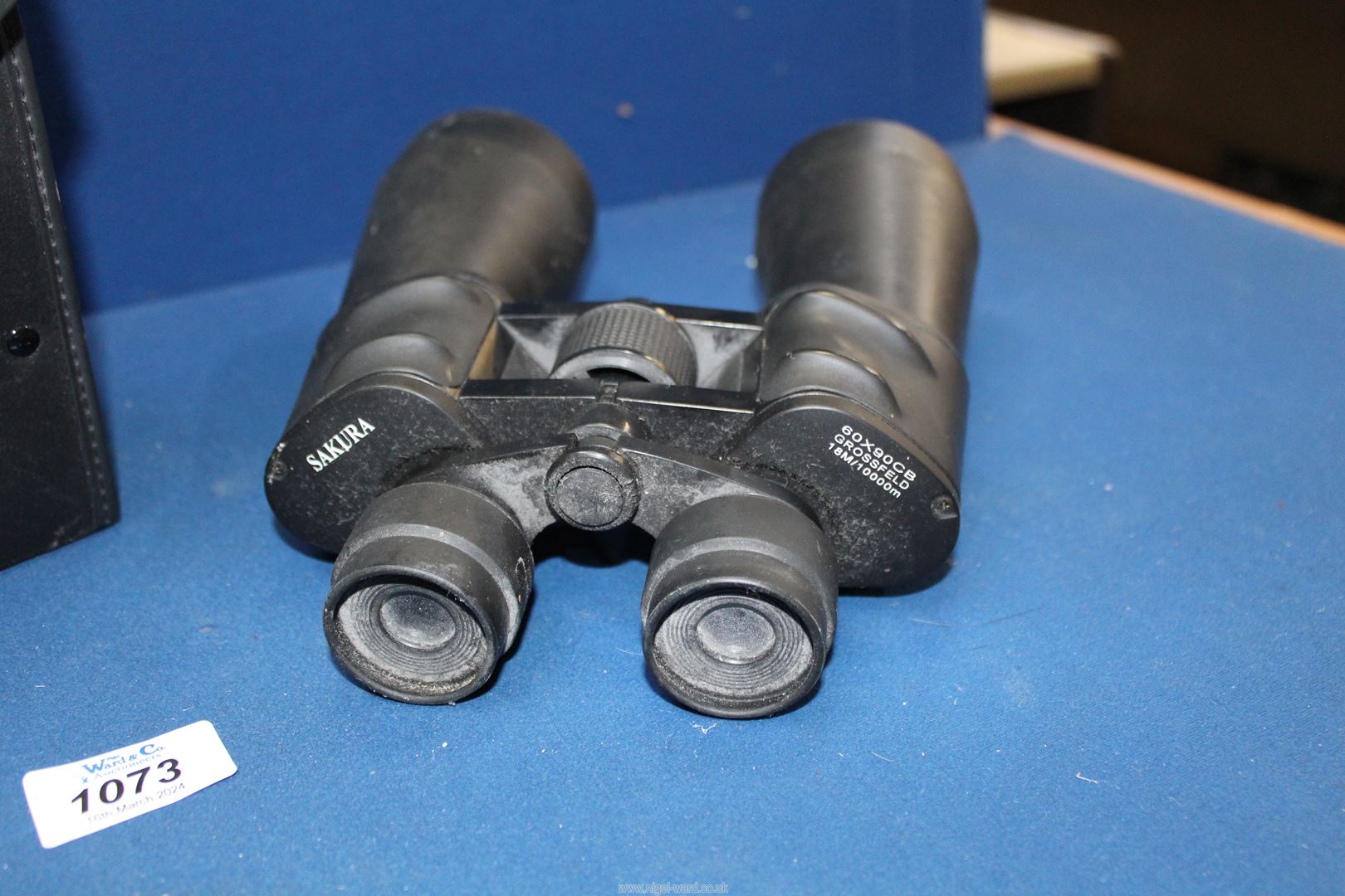 A cased pair of Sakura 60 x 90 Binoculars with grids visible, for naval or marine use. - Image 2 of 2