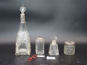 Four cut glass dressing table bottles incl.