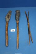 An interesting group of three old primitive tribal tools with good patina,