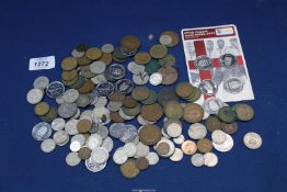 A quantity of decimal and pre-decimal and foreign coins, football collectors tokens, etc.