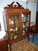 A believed Edwardian cross-banded Mahogany china Display Cabinet with light and darkwood rope
