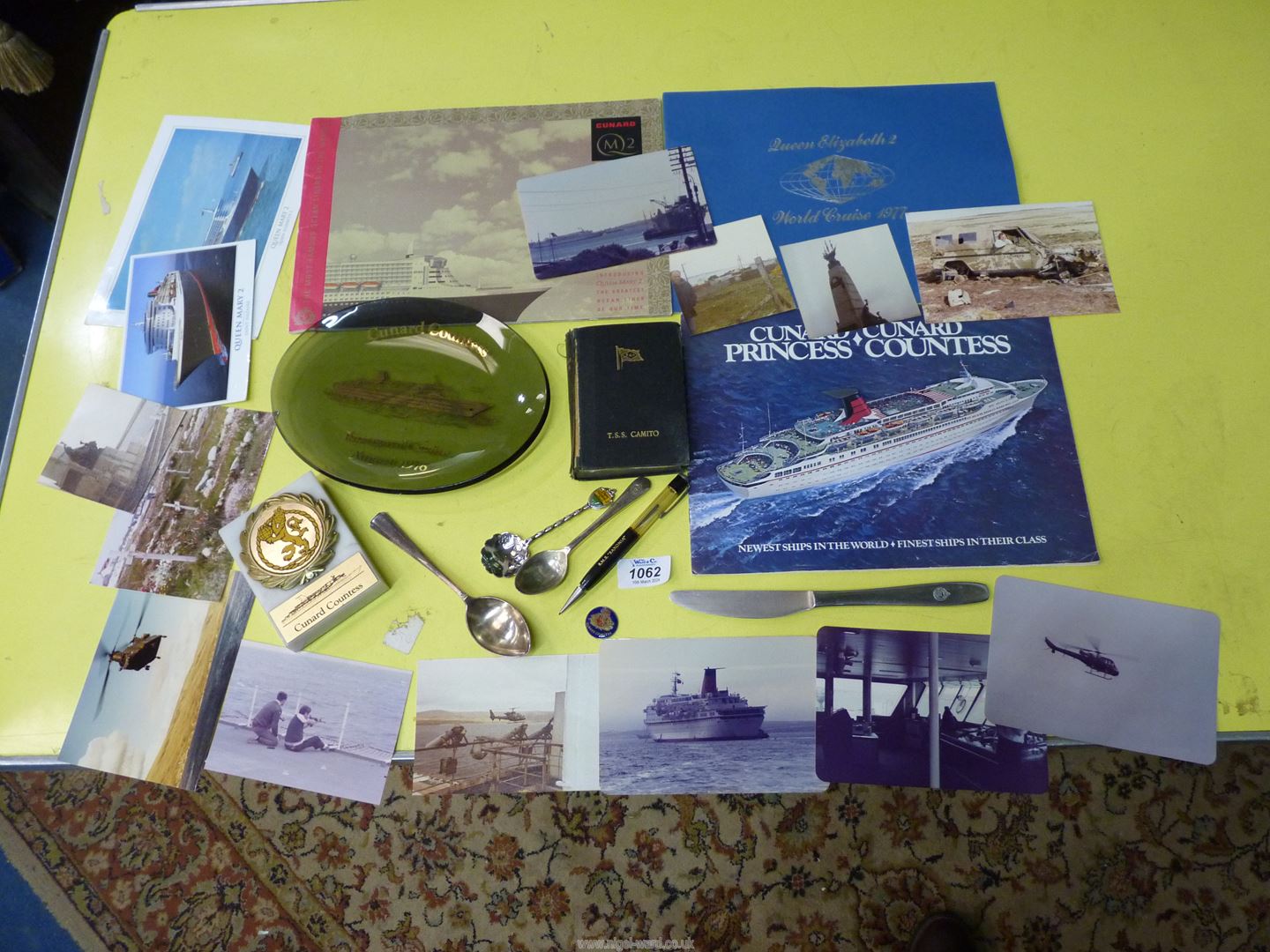 A small quantity of maritime memorabilia including Cunard, Queen Mary brochures, RMS 'Saxonia',