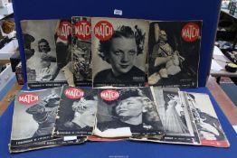 Eighteen vintage copies of Paris Match magazine 1930/40's including French picture reports of
