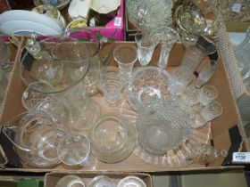 A qty of clear cut glass incl. Edinburgh Crystal bowl & jug, 2 water jugs, vases etc.