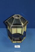 An antique stained glass hexagonal Lantern Hood in Tiffany style,