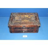 An early 19th century straw-work Box, typically decorated with landscape scenes,