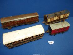 A quantity of Rolling stock 'O' gauge - maroon Mail pick up coach 1924 LMS,