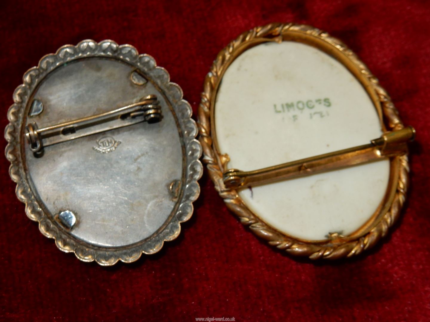 Two Cameo brooches; one being Limoges. - Image 2 of 2