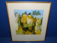 A framed and mounted Gouache titled verso Italian Sketch, initialed J.E. 18" x 20".