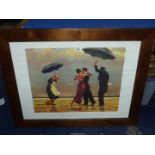 A large framed Jack Vettriano Print titled 'The Singing Butler', 34 1/2" x 29".