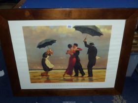 A large framed Jack Vettriano Print titled 'The Singing Butler', 34 1/2" x 29".