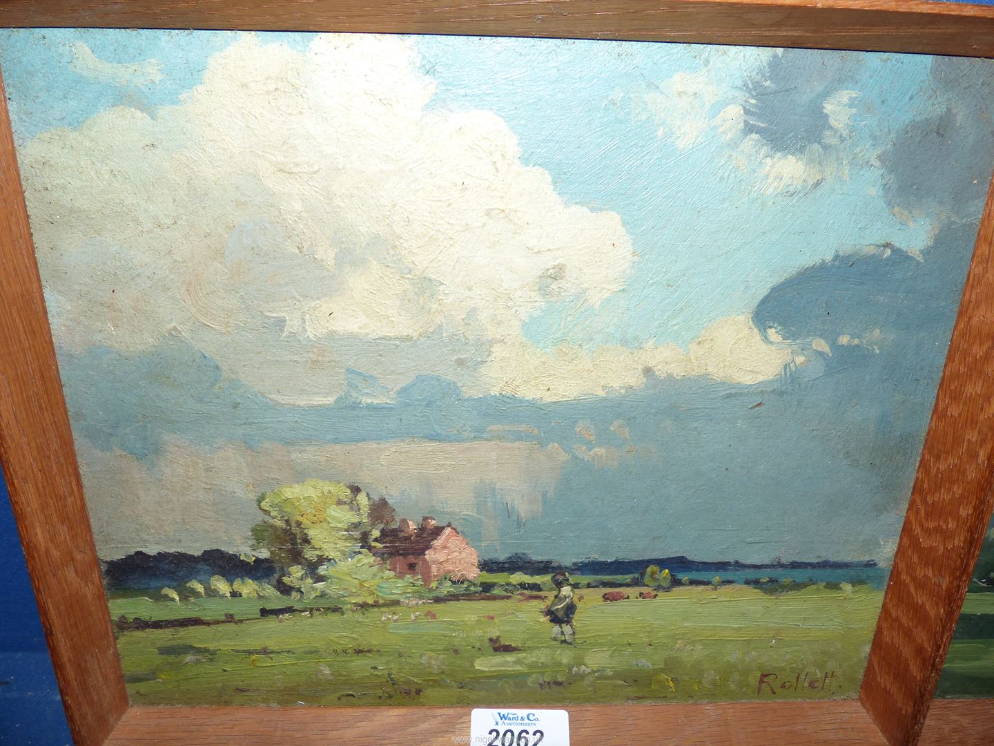 Two wooden framed Oils on board depicting country Landscapes, both signed to lower right "Rollett", - Image 2 of 3