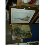 Four large framed and mounted Prints to include; Constable's 'Hay Wain', Arthur .L.