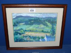 A framed Oil on paper of a country landscape, signed lower left, 15 1/4" x 12 1/2".